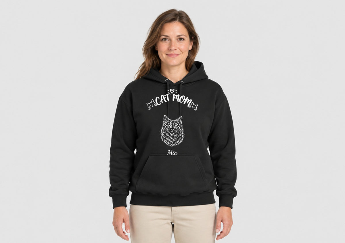 Cat Mom mit Foto deiner Katze, Hoodie dunkel