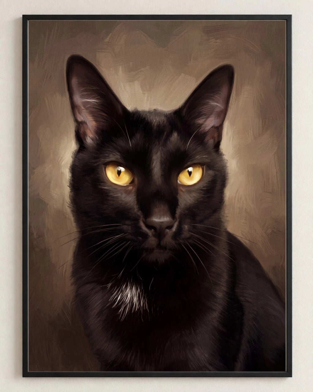 Katzenportrait als Poster im Metallrahmen im Ölgemälde-Stil