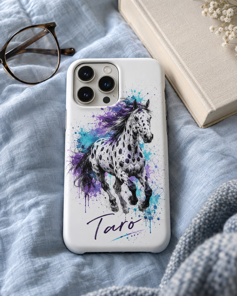 iPhone-Hülle mit Tigerschecke im Street-Art-Stil und Namen Taro