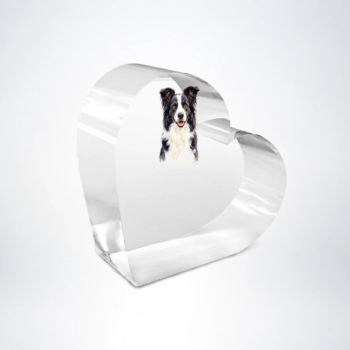 Personalisierbares Acrylherz mit transparentem Tierporträt, 7 × 6 cm
