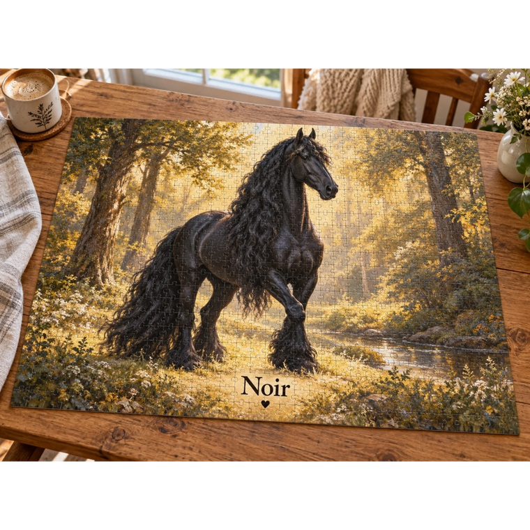 Personalisiertes Pferde-Puzzle Noir – fertiges Gestaltungsbeispiel