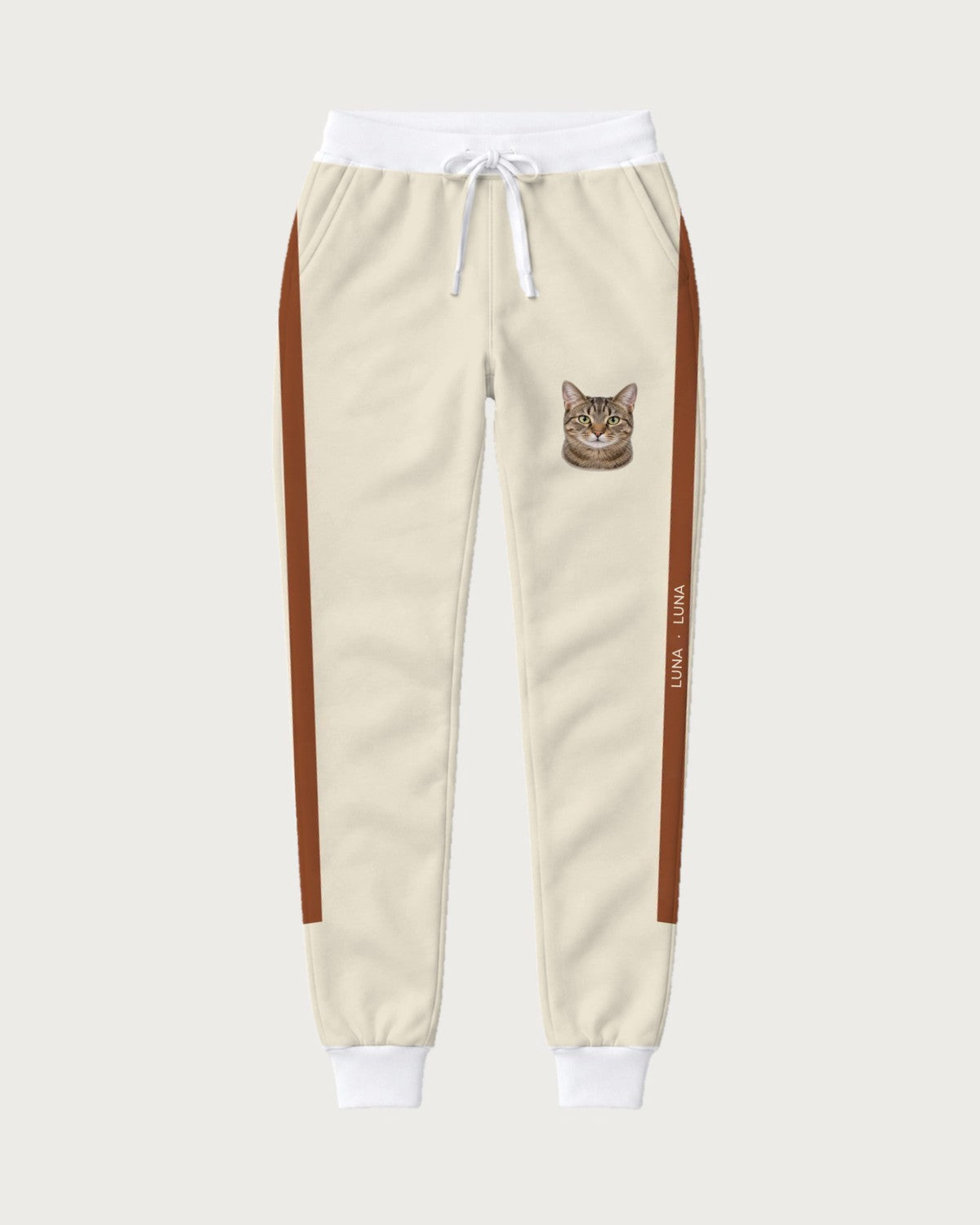 Tepláky Signature Stripe s portrétem kočky: celé tepláky