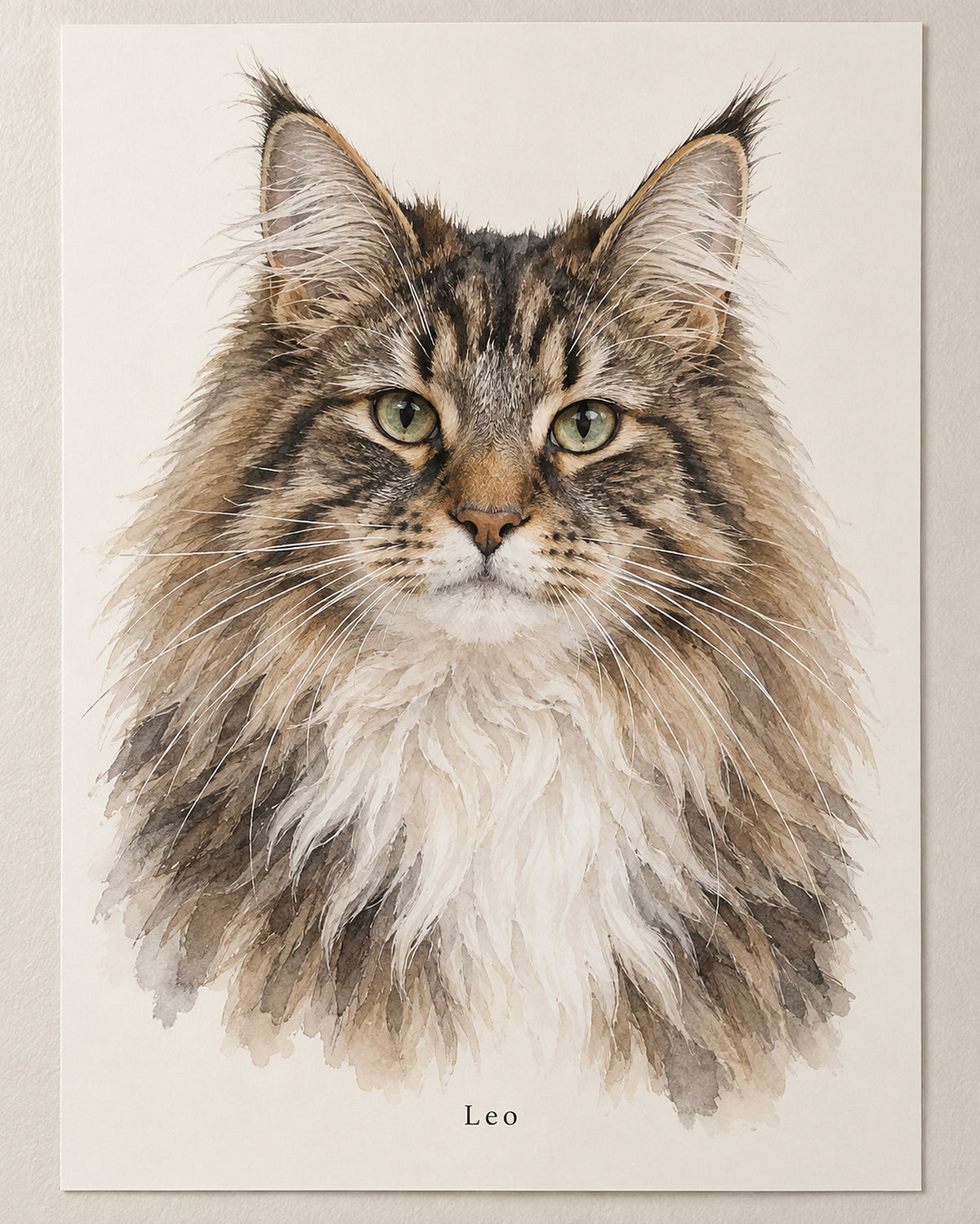 Cat portrait poster: Norwegian Forest Cat named Leo