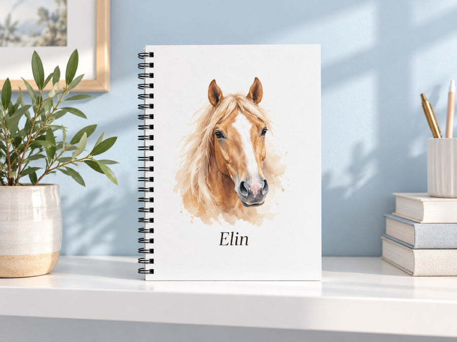 Notizbuch mit Haflinger als Aquarell und Namen Elin