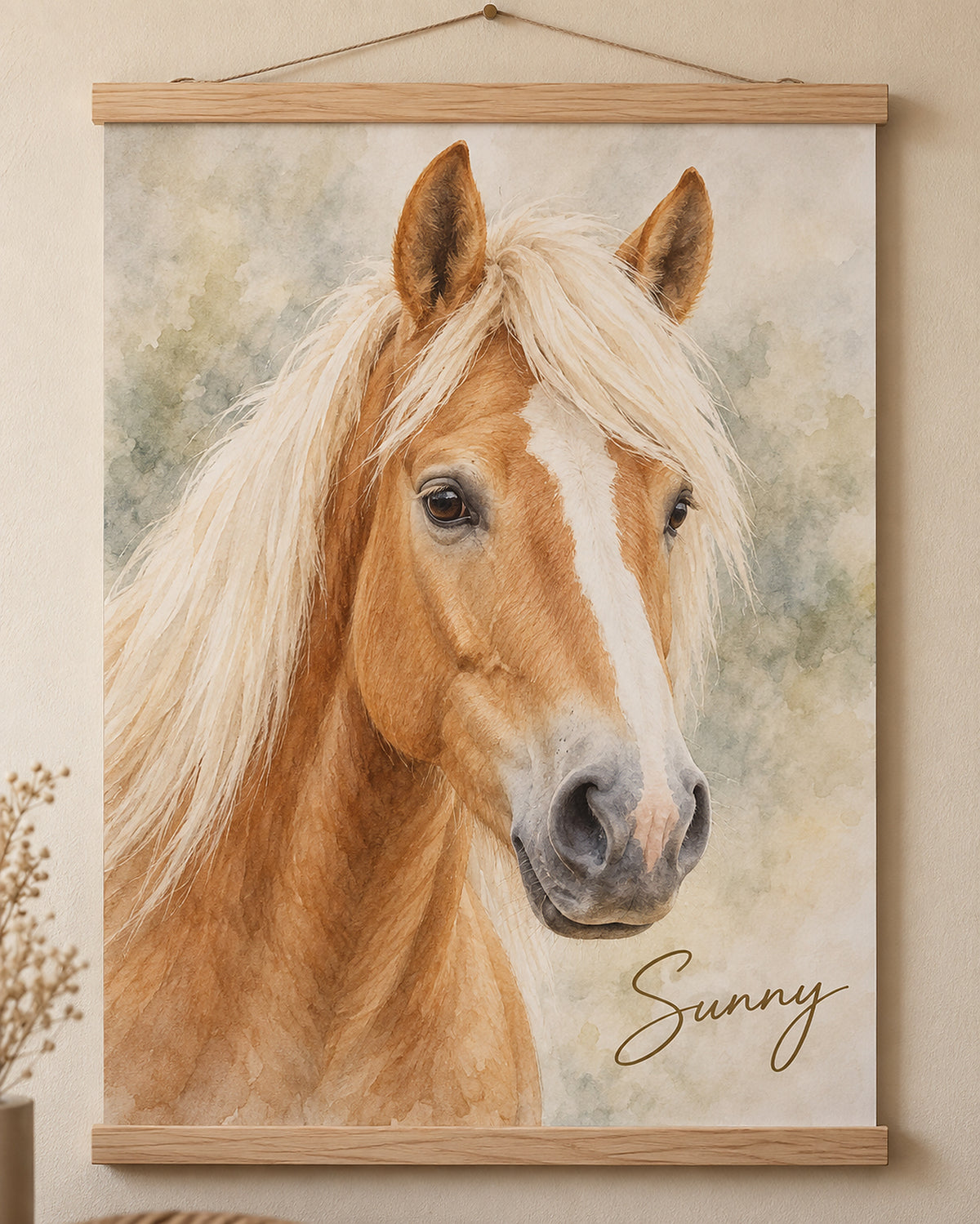 Horse portrait poster with hanger: Haflinger named Sunny