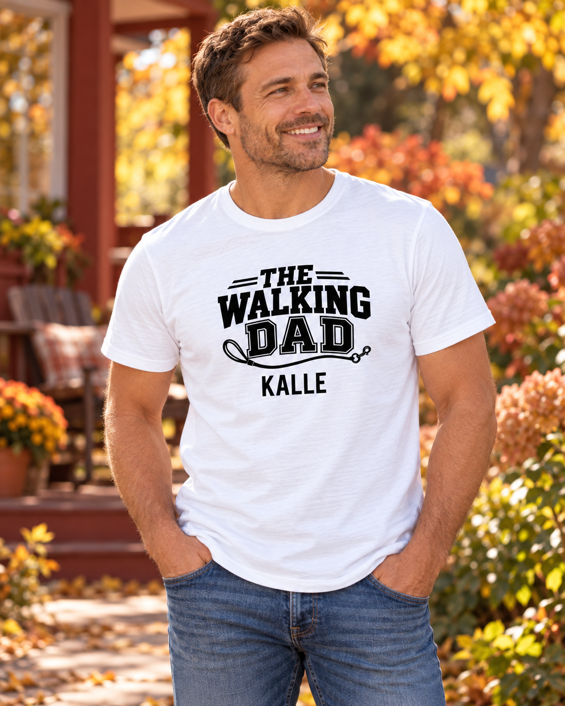 The Walking Dad: T-Shirt, Hoodie oder Sweatshirt mit Namen deines Hundes – neue Produktansicht