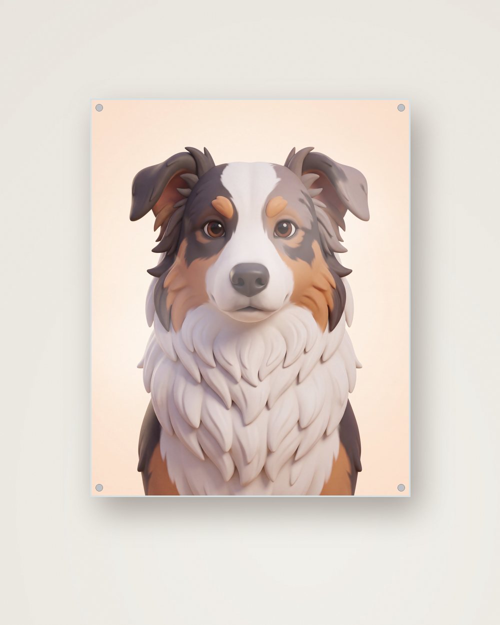 Hundeportrait im Stil 3D-Cartoon auf Acrylglas, Beispiel