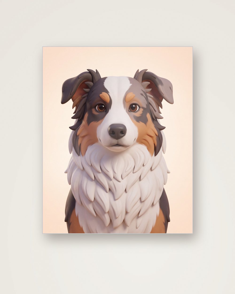 Hundeportrait im Stil 3D-Cartoon auf Aluminium, Beispiel