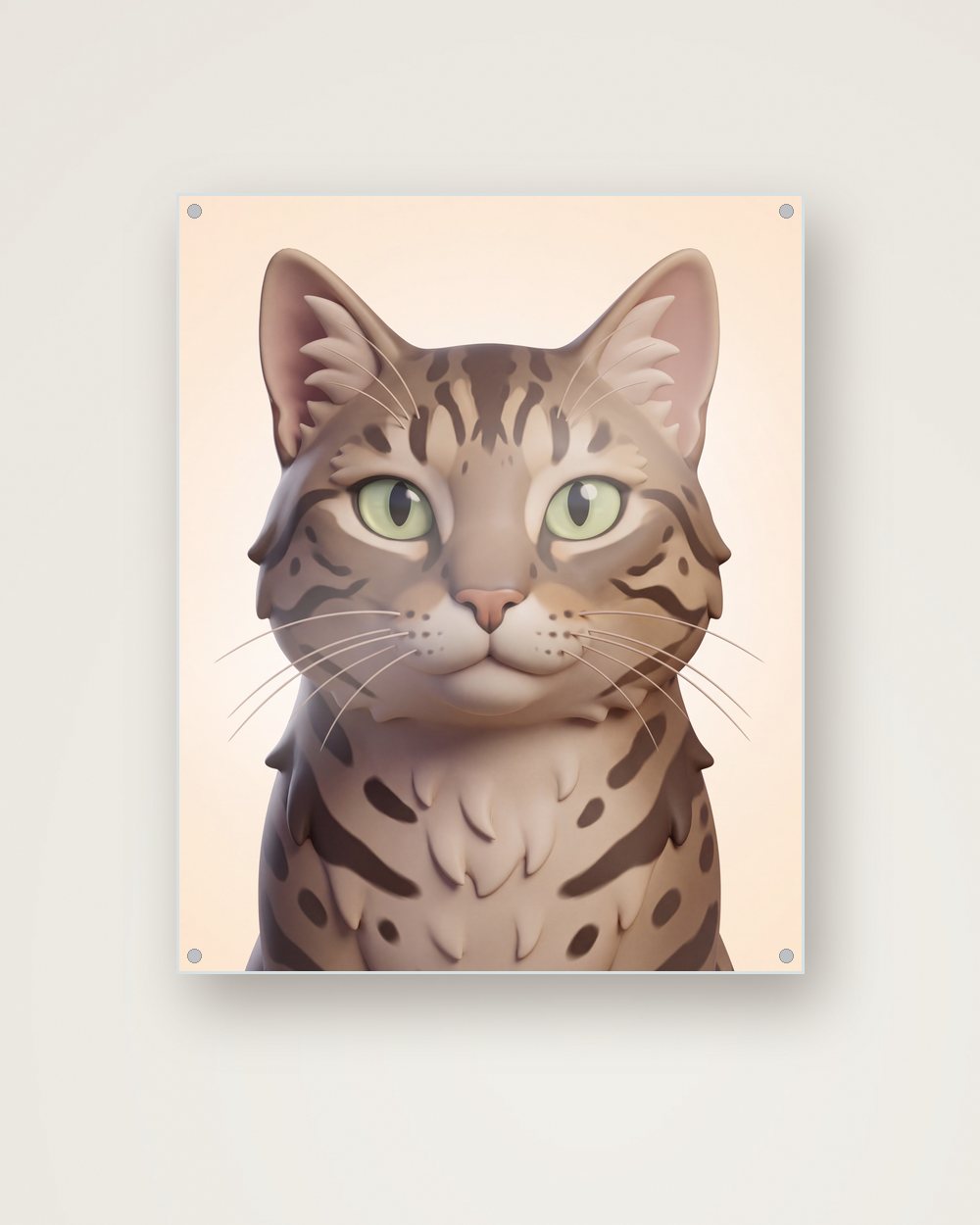 Katzenportrait im Stil 3D-Cartoon auf Acrylglas, Beispiel