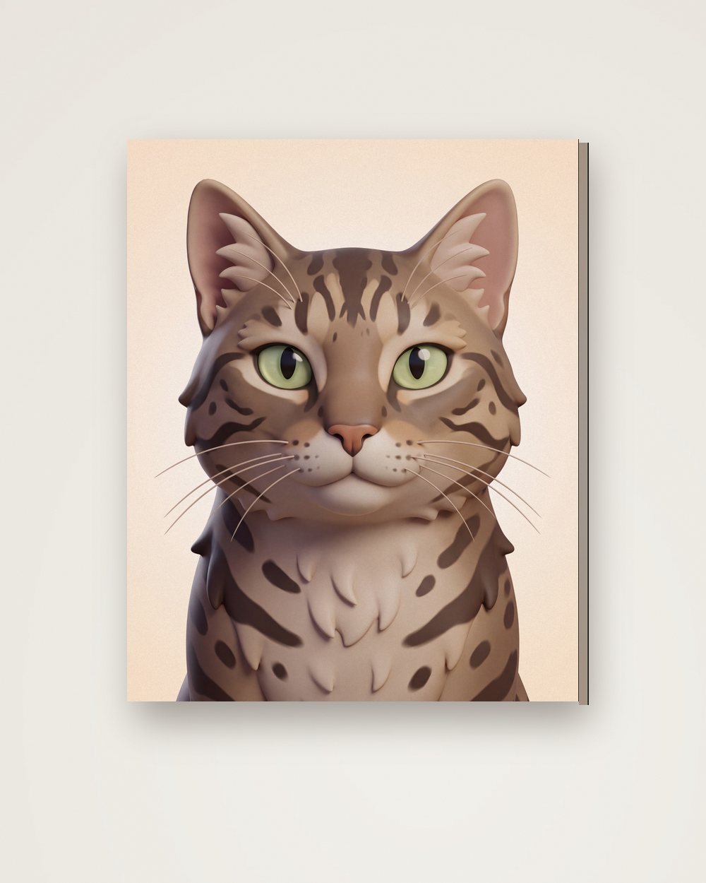 Katzenportrait im Stil 3D-Cartoon auf Leinwand, Beispiel