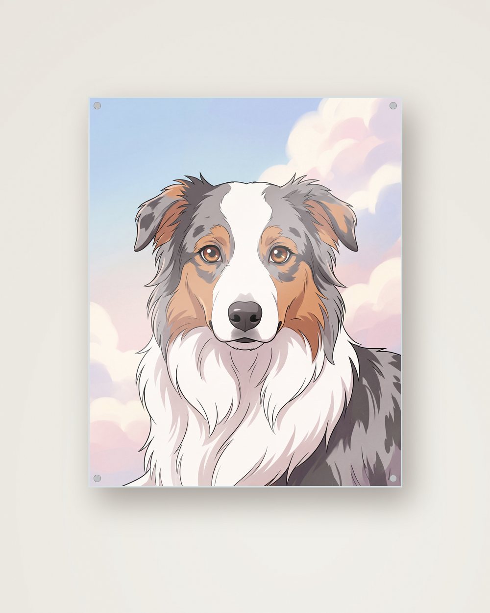 Hundeportrait im Stil Anime auf Acrylglas, Beispiel