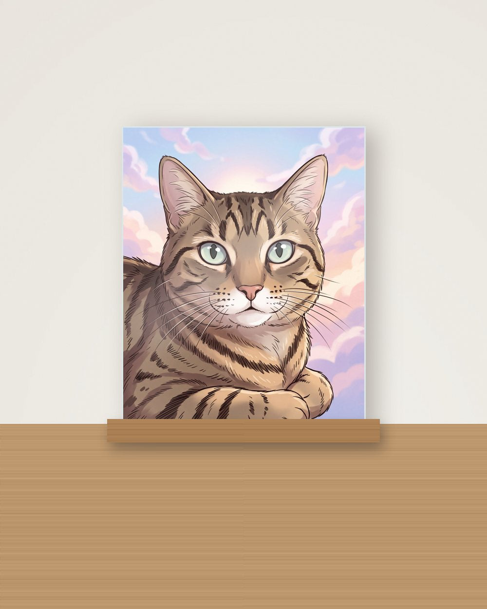 Katzenportrait im Stil Anime als Acryl-Aufsteller, Beispiel
