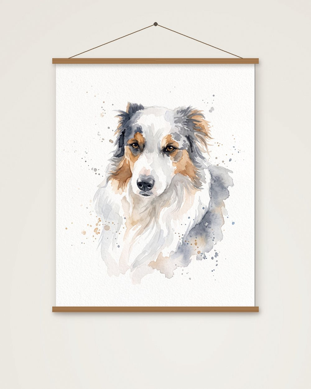Hundeportrait im Stil Aquarell als Poster mit Aufhängung, Beispiel