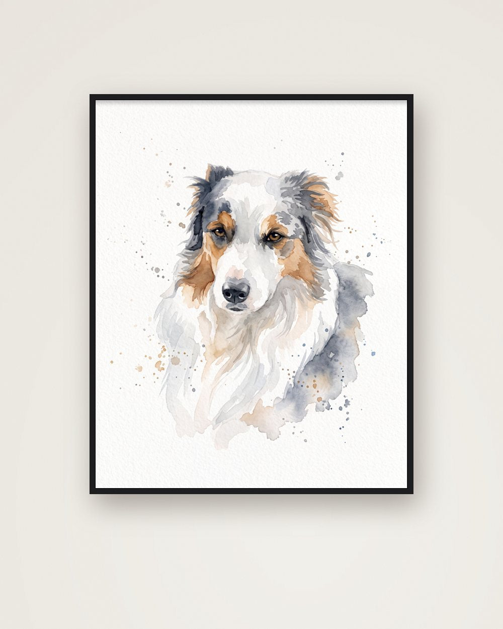 Hundeportrait im Stil Aquarell als Poster im Metallrahmen, Beispiel