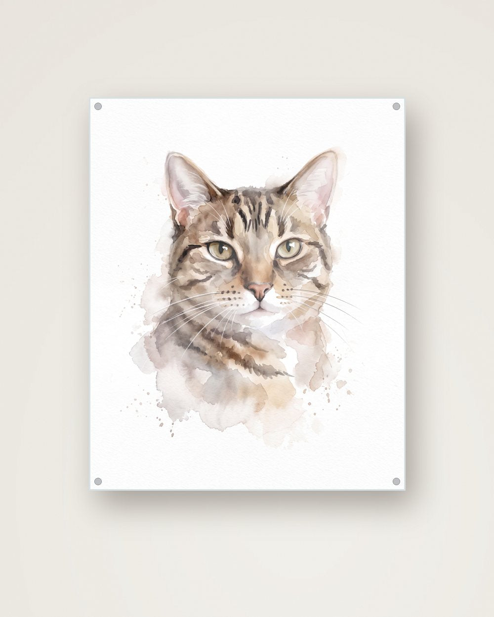 Katzenportrait im Stil Aquarell auf Acrylglas, Beispiel