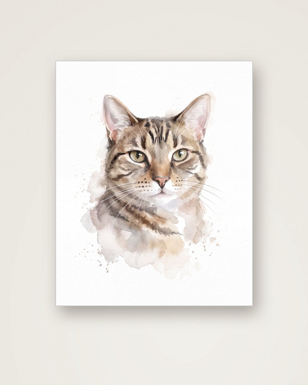 Katzenportrait im Stil Aquarell auf Aluminium, Beispiel