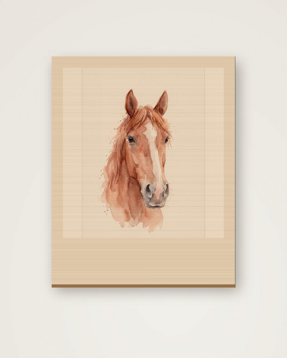 Pferdeportrait im Stil Aquarell auf Holz, Beispiel