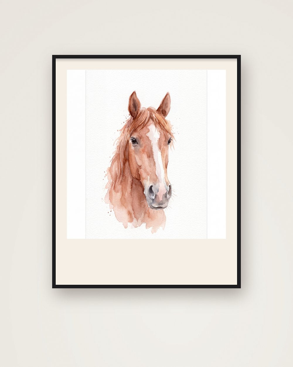 Pferdeportrait im Stil Aquarell als Poster im Metallrahmen, Beispiel