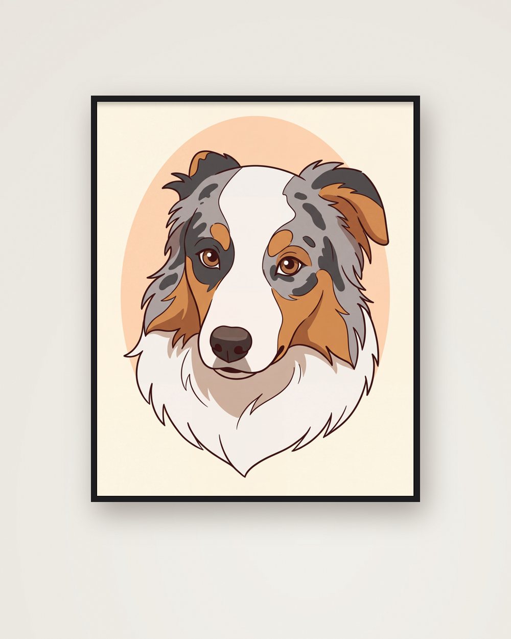 Hundeportrait im Stil Cartoon als Poster im Metallrahmen, Beispiel