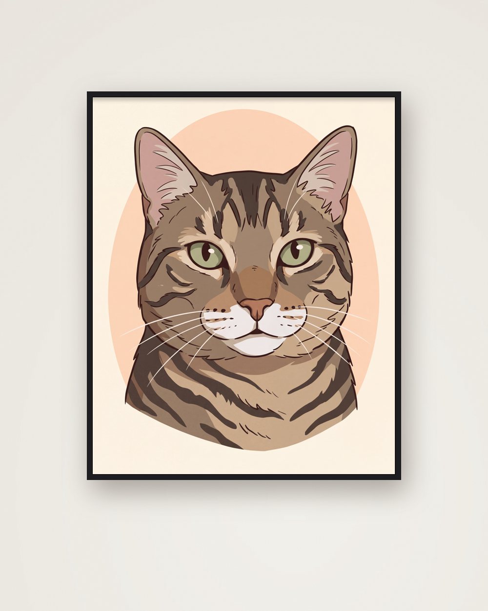 Katzenportrait im Stil Cartoon als Poster im Metallrahmen, Beispiel