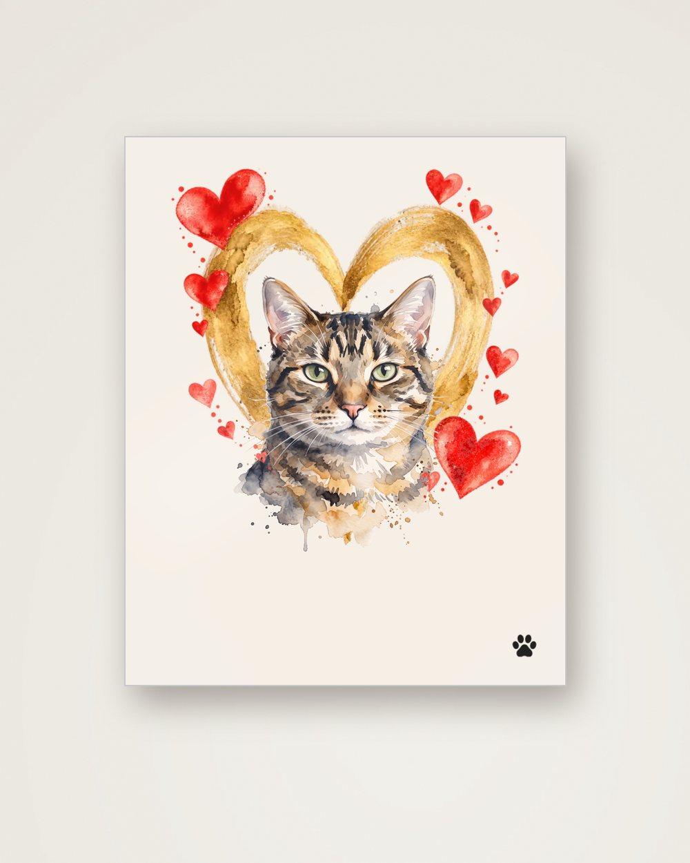 Katzenportrait im Stil Herzensbild auf Aluminium, Beispiel