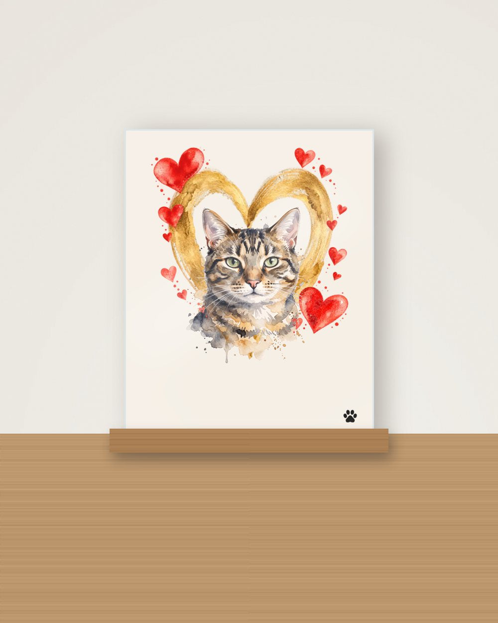 Katzenportrait im Stil Herzensbild als Acryl-Aufsteller, Beispiel