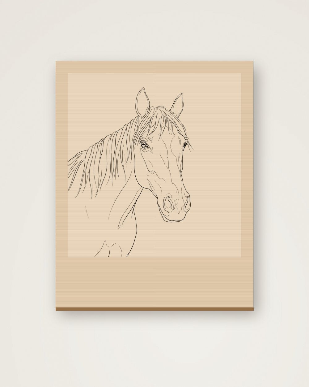 Pferdeportrait im Stil Minimal auf Holz, Beispiel