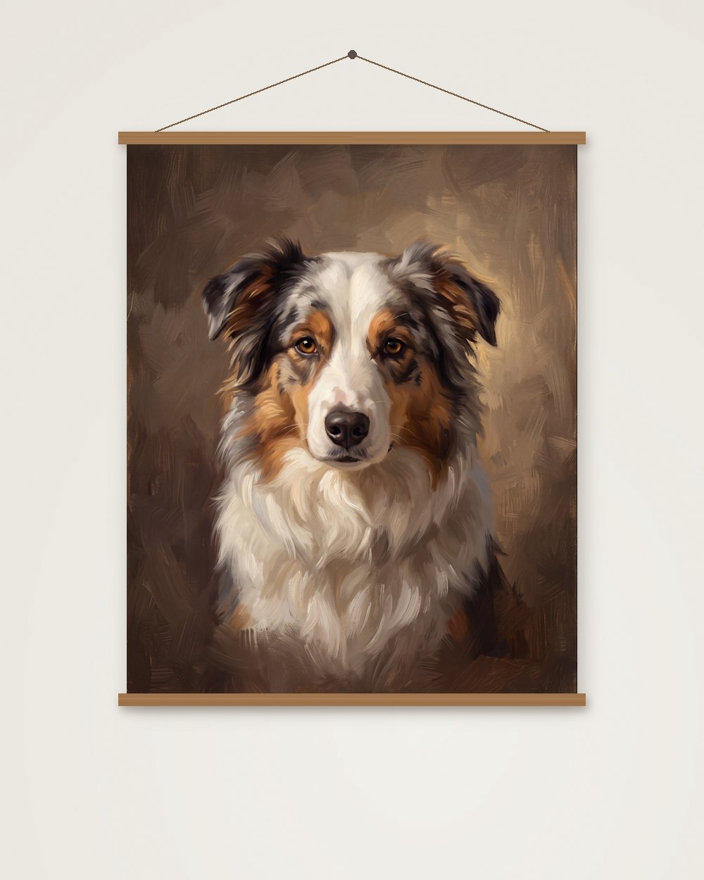 Hundeportrait im Stil Klassisches Ölgemälde als Poster mit Aufhängung, Beispiel