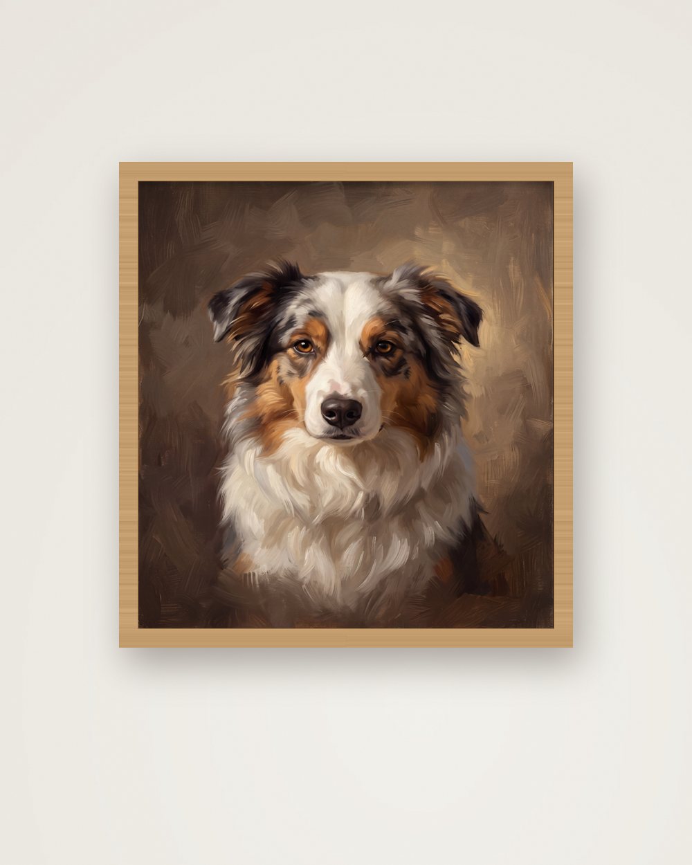 Hundeportrait im Stil Klassisches Ölgemälde als Poster im Holzrahmen, Beispiel