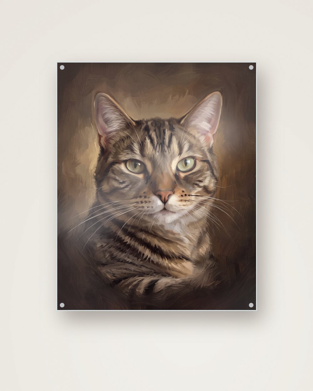 Katzenportrait im Stil Klassisches Ölgemälde auf Acrylglas, Beispiel