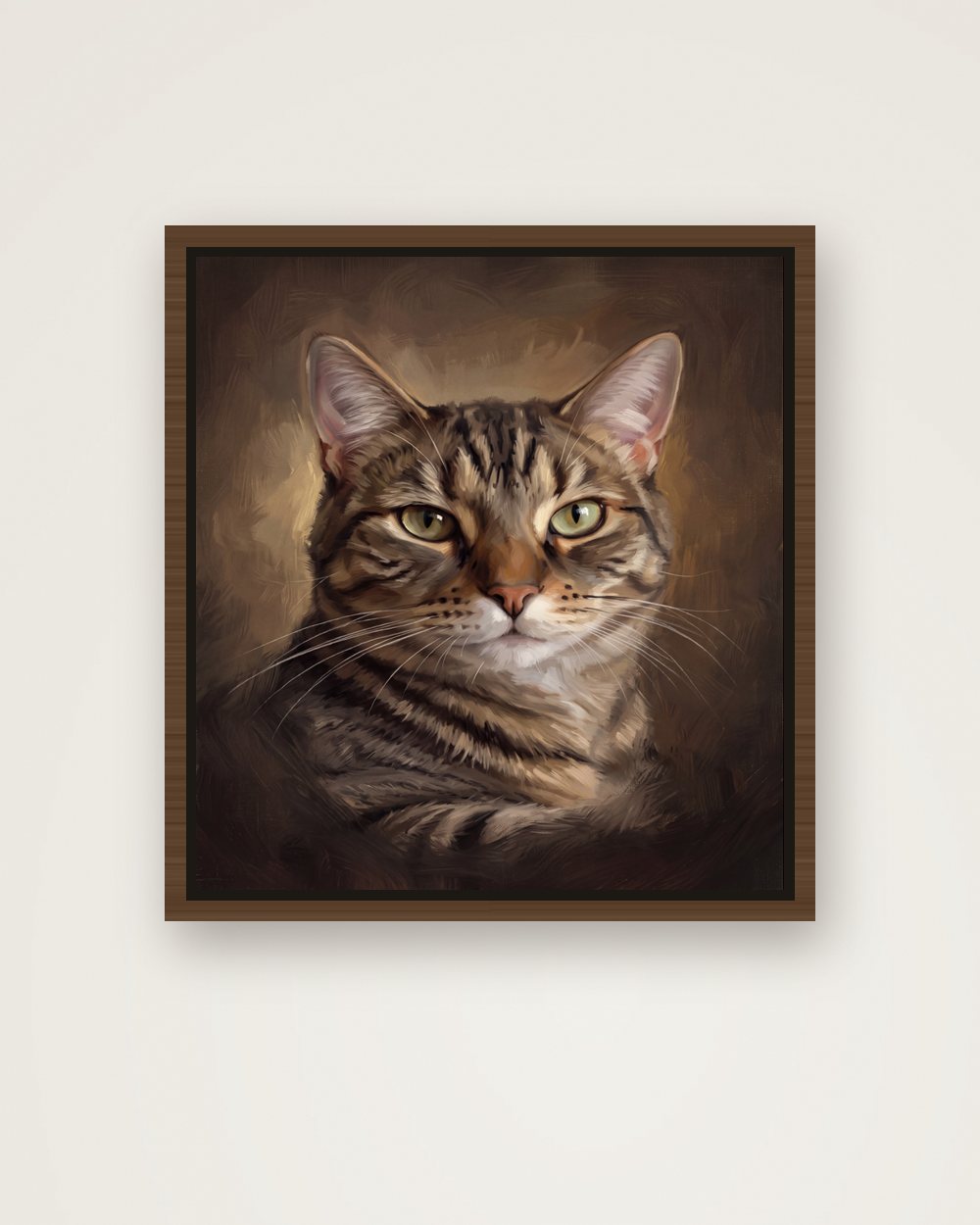 Katzenportrait im Stil Klassisches Ölgemälde auf Leinwand mit Rahmen, Beispiel