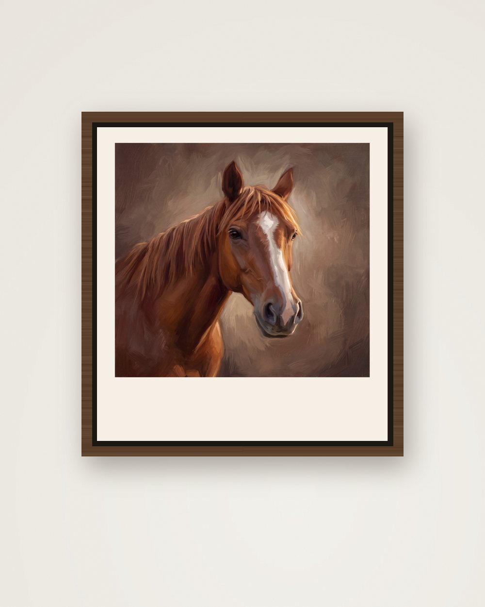 Pferdeportrait im Stil Klassisches Ölgemälde auf Leinwand mit Rahmen, Beispiel