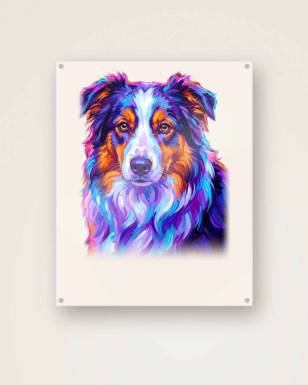 Hundeportrait im Stil Pop-Art auf Acrylglas, Beispiel