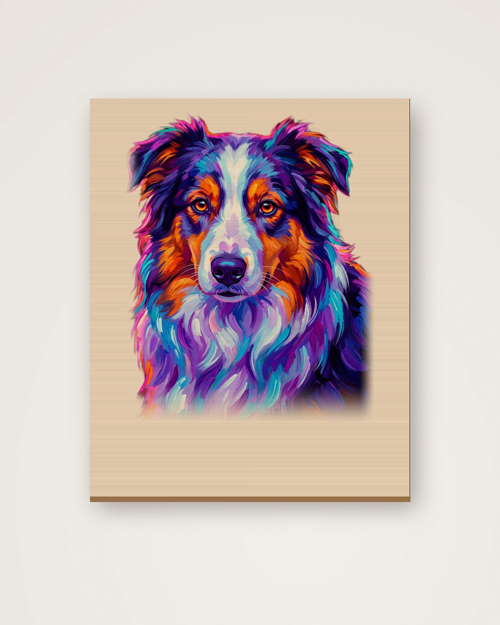 Hundeportrait im Stil Pop-Art auf Holz, Beispiel