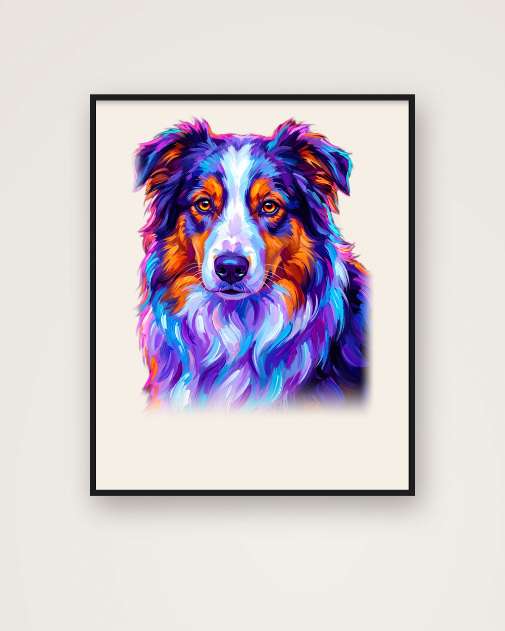 Hundeportrait im Stil Pop-Art als Poster im Metallrahmen, Beispiel