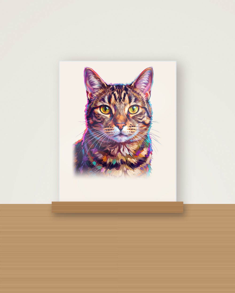 Katzenportrait im Stil Pop-Art als Acryl-Aufsteller, Beispiel