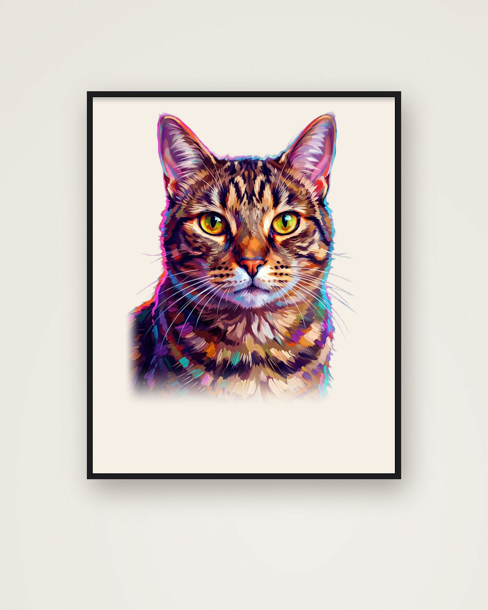 Katzenportrait im Stil Pop-Art als Poster im Metallrahmen, Beispiel