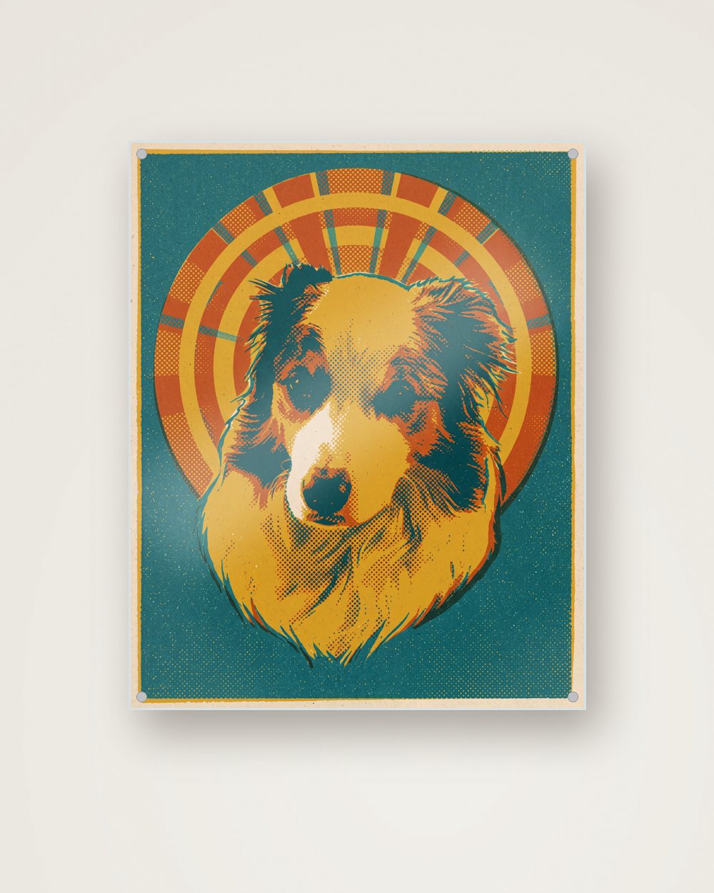Hundeportrait im Stil Retro auf Acrylglas, Beispiel