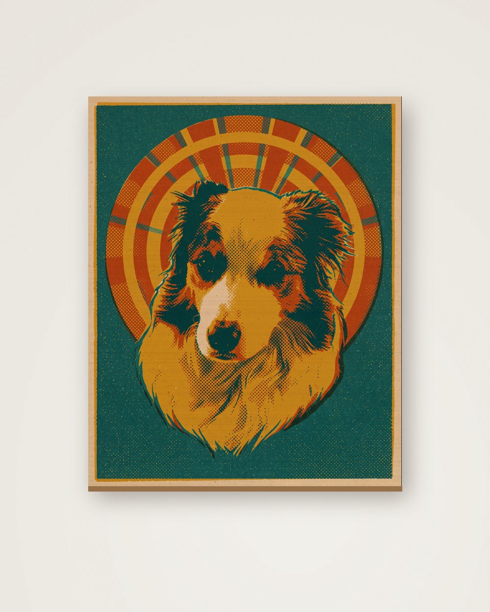 Hundeportrait im Stil Retro auf Holz, Beispiel