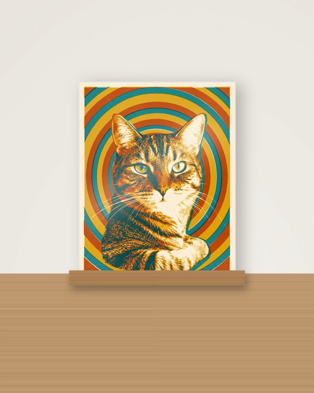 Katzenportrait im Stil Retro als Acryl-Aufsteller, Beispiel