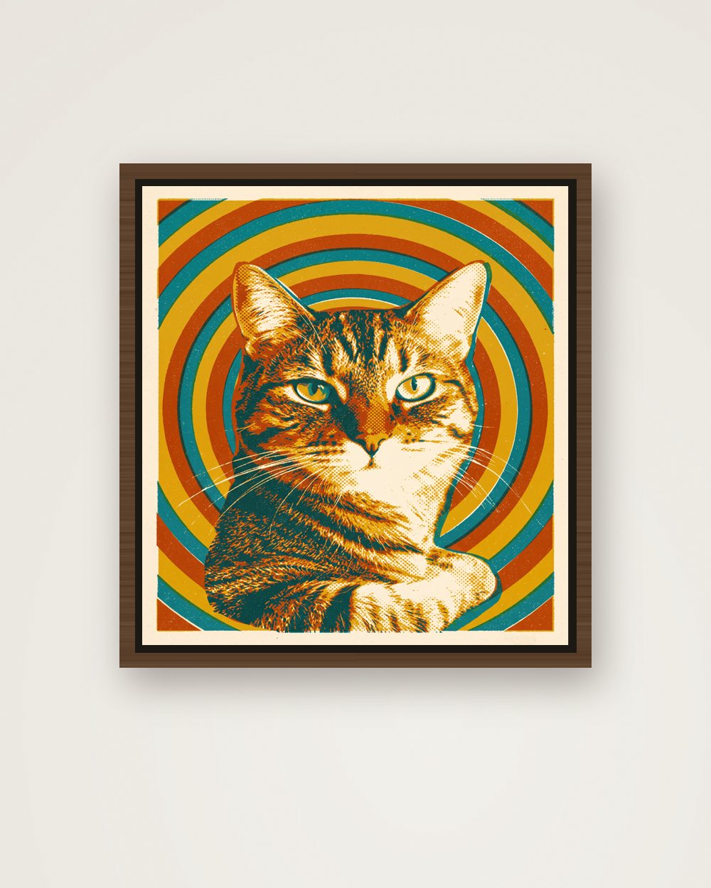 Katzenportrait im Stil Retro auf Leinwand mit Rahmen, Beispiel