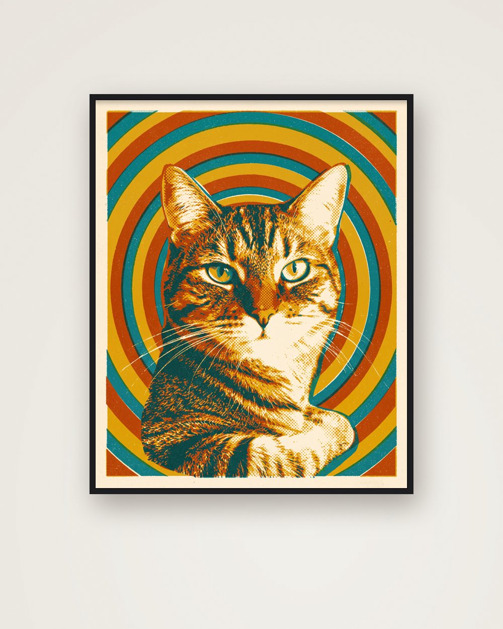 Katzenportrait im Stil Retro als Poster im Metallrahmen, Beispiel
