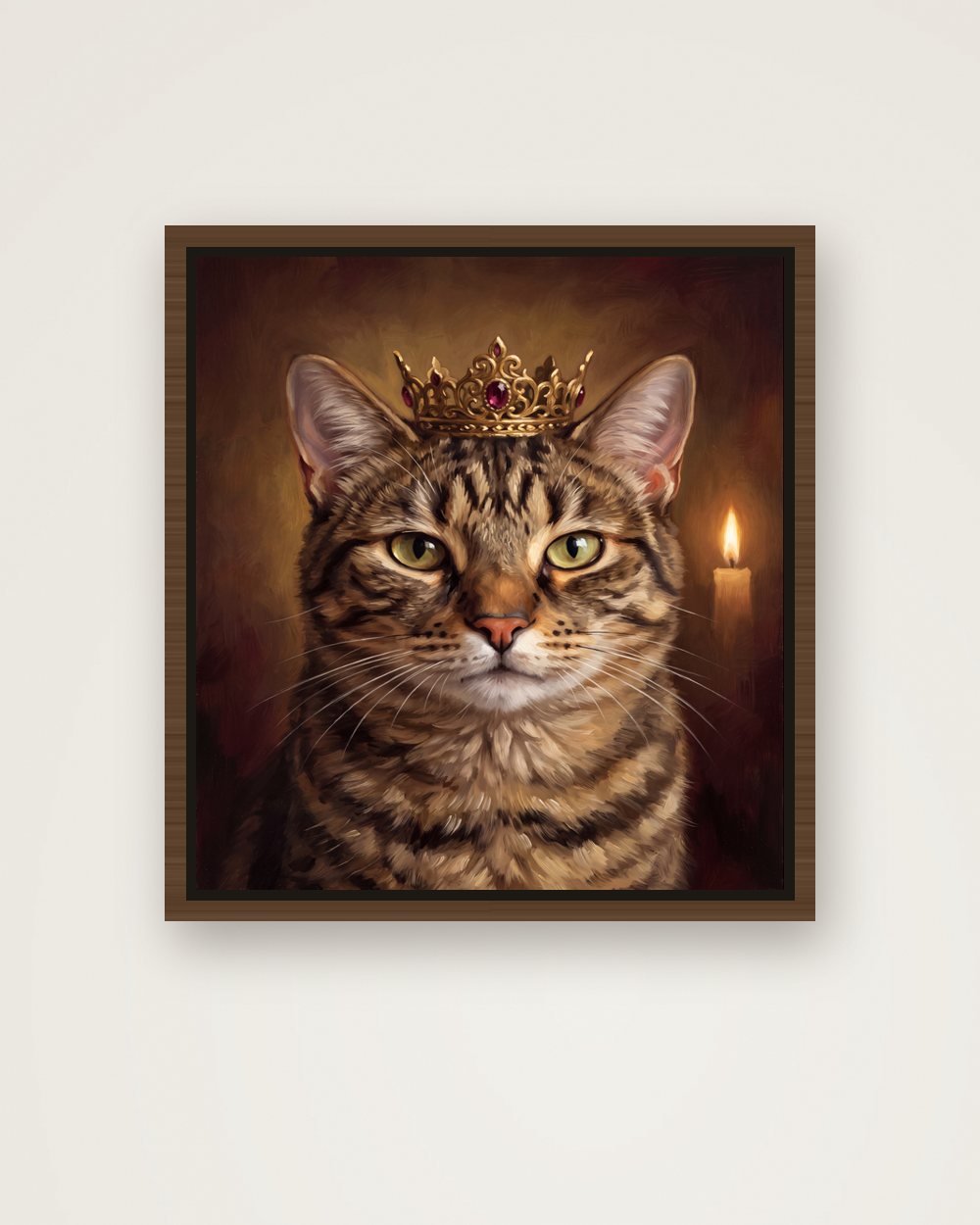 Katzenportrait im Stil Royal auf Leinwand mit Rahmen, Beispiel