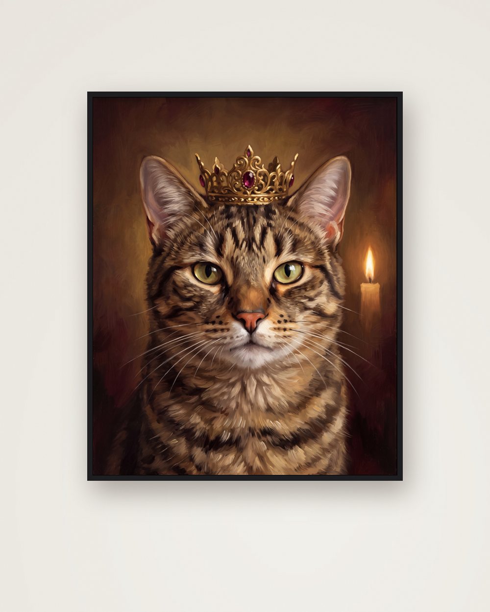 Katzenportrait im Stil Royal als Poster im Metallrahmen, Beispiel
