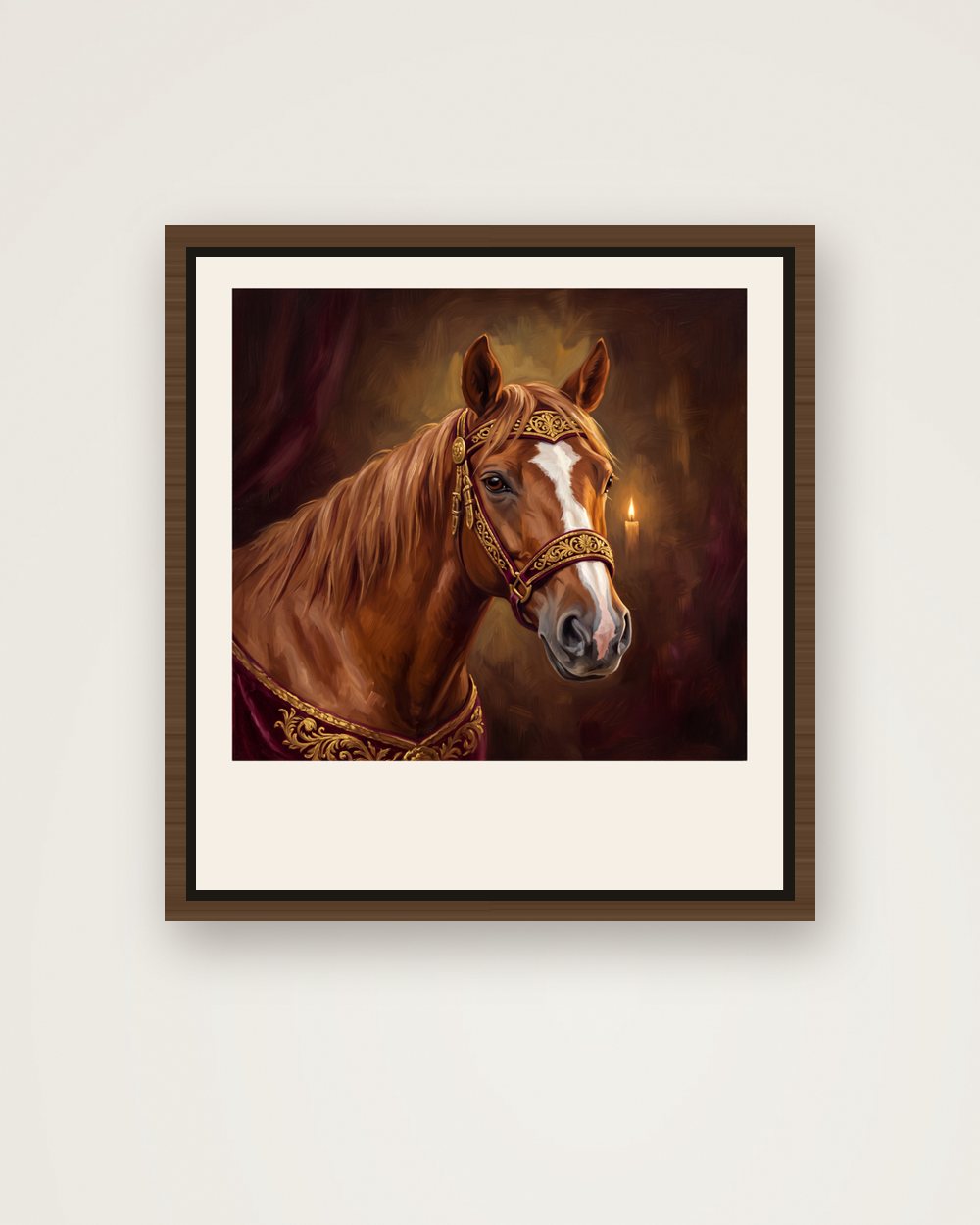 Pferdeportrait im Stil Royal auf Leinwand mit Rahmen, Beispiel