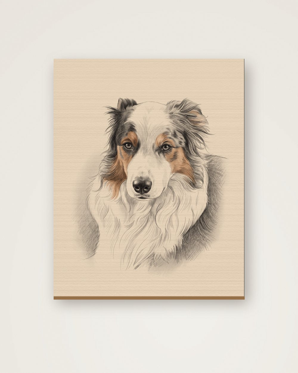 Hundeportrait im Stil Sketch auf Holz, Beispiel