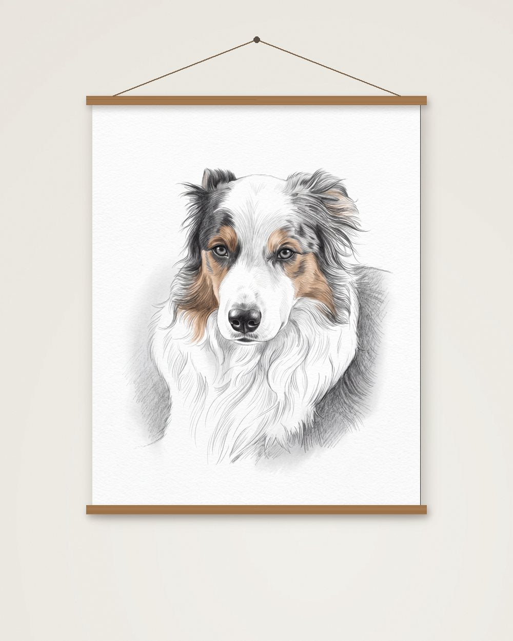 Hundeportrait im Stil Sketch als Poster mit Aufhängung, Beispiel