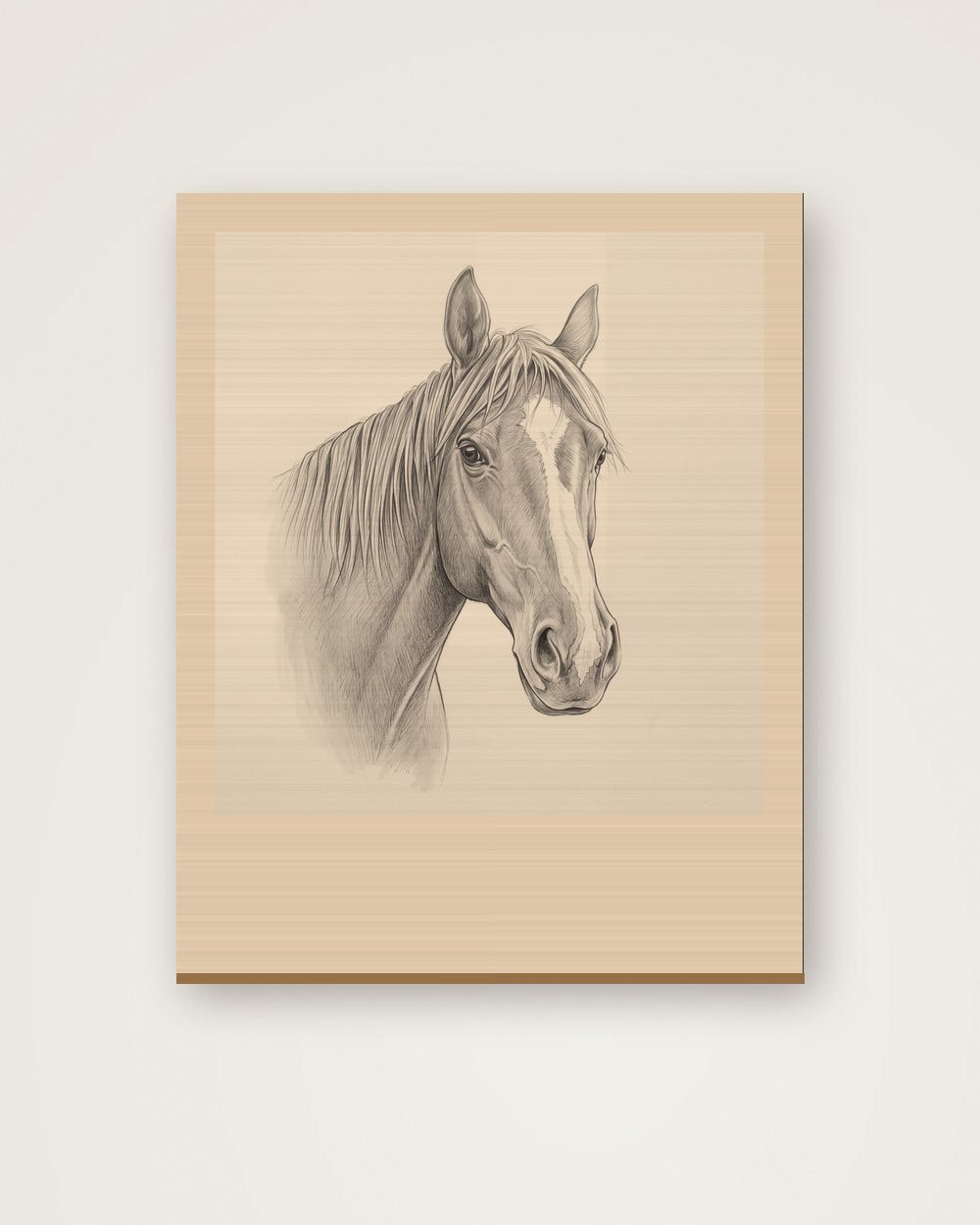 Pferdeportrait im Stil Sketch auf Holz, Beispiel