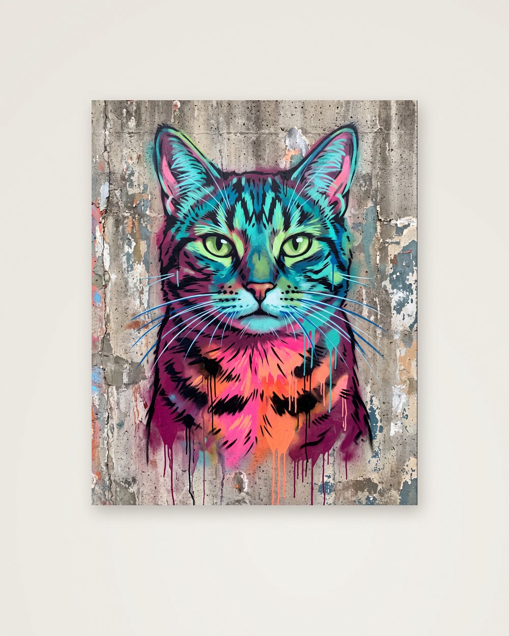 Katzenportrait im Stil Street-Art als Poster, Beispiel